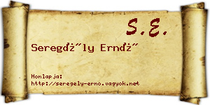 Seregély Ernő névjegykártya